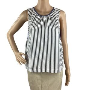THML Striped Button-Back Sleeveless Top Black White Size S